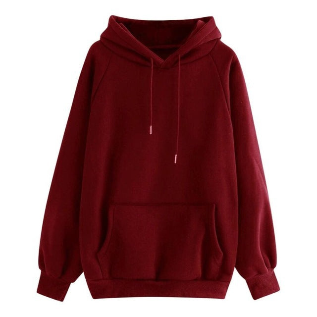 Women's Solid Color Hooded Sweater