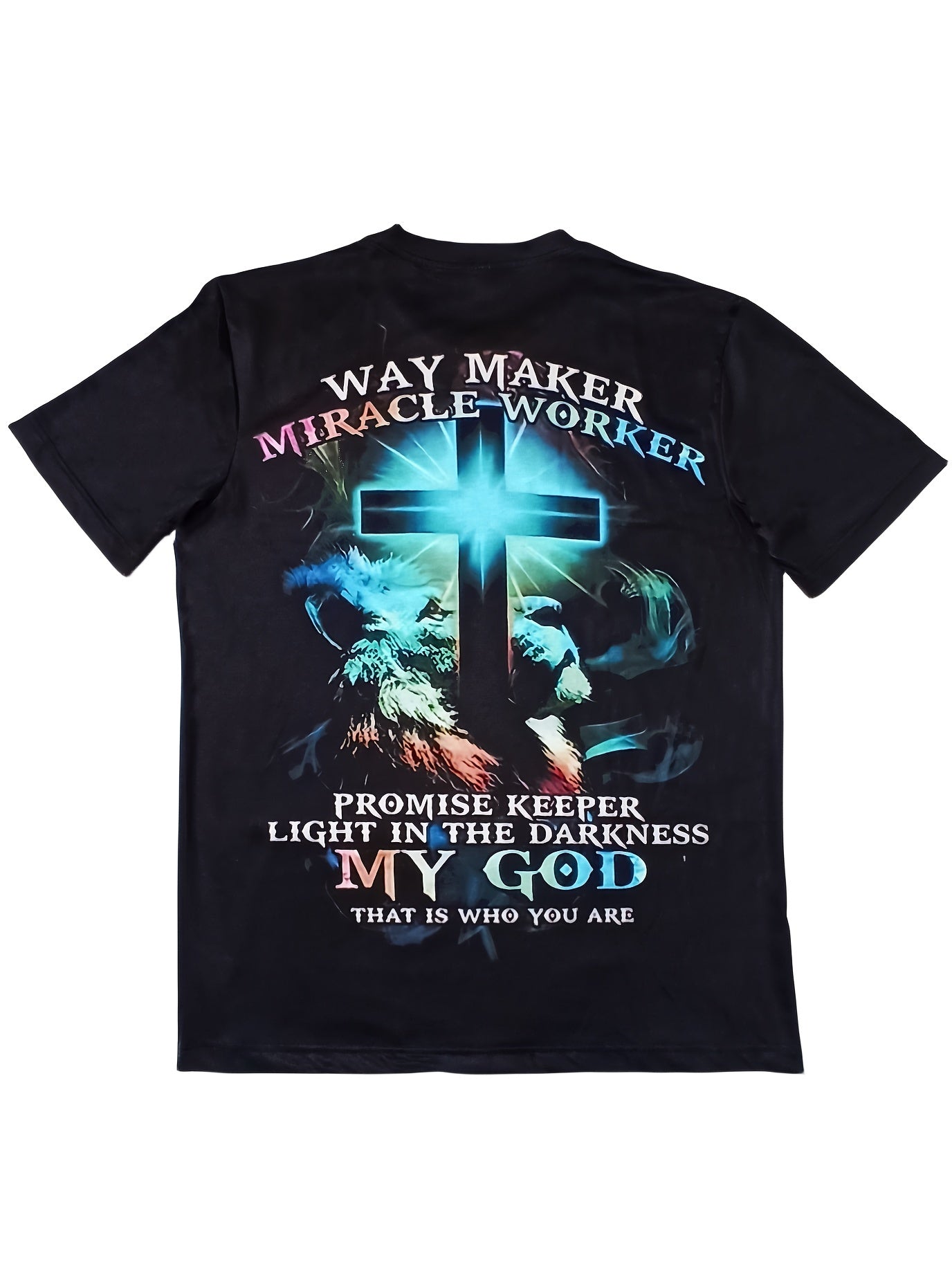Way Maker Miracle Worker Pattern, Men's 3D Digital Graphic T-shirt