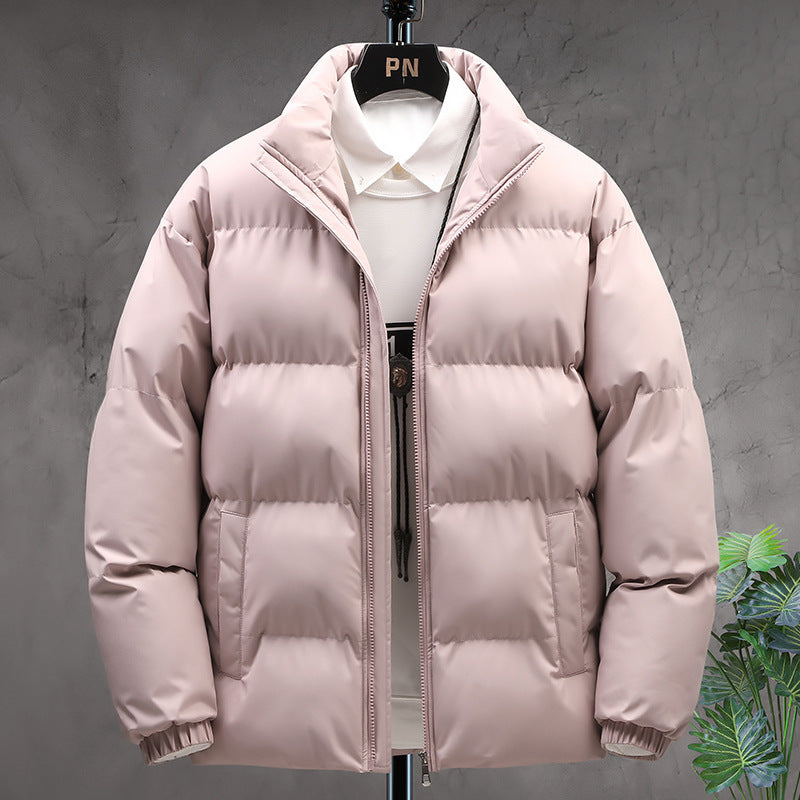 Men’s Casual Warm Velvet thicken Solid Color bubble Jacket