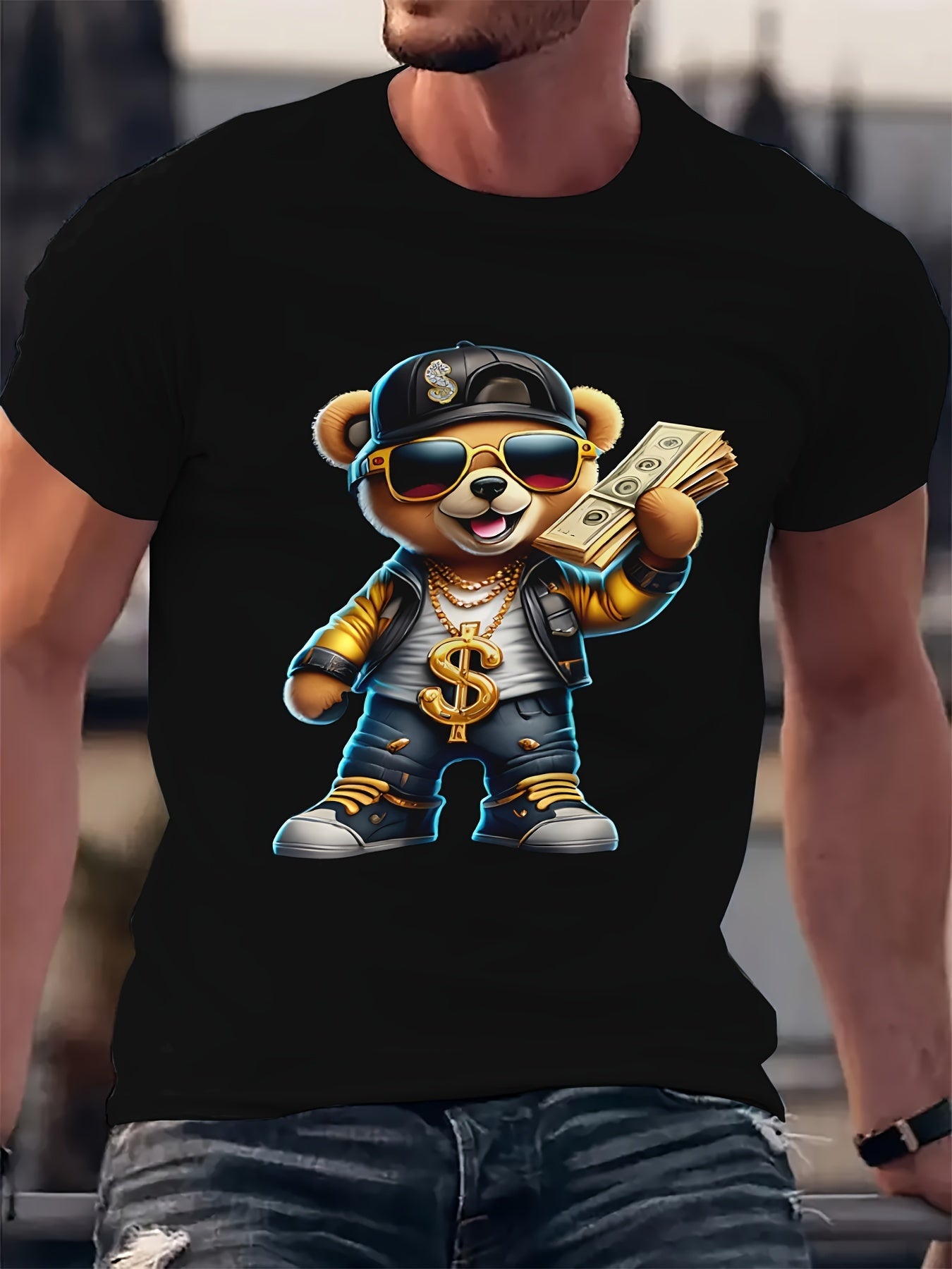 Custom Pattern Bear 3D Printed T-Shirt