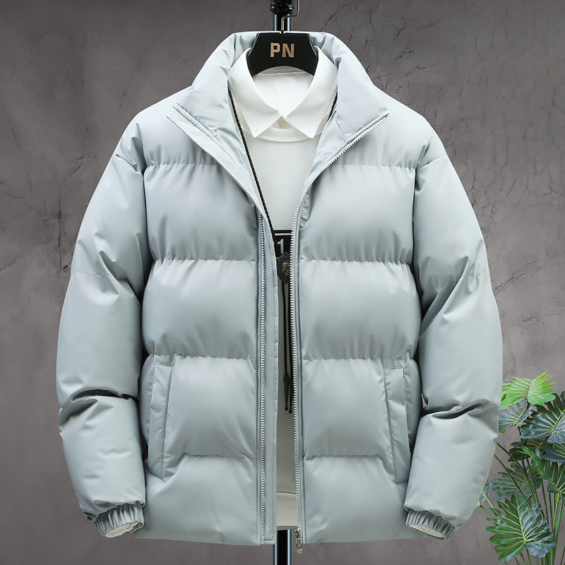 Men’s Casual Warm Velvet thicken Solid Color bubble Jacket