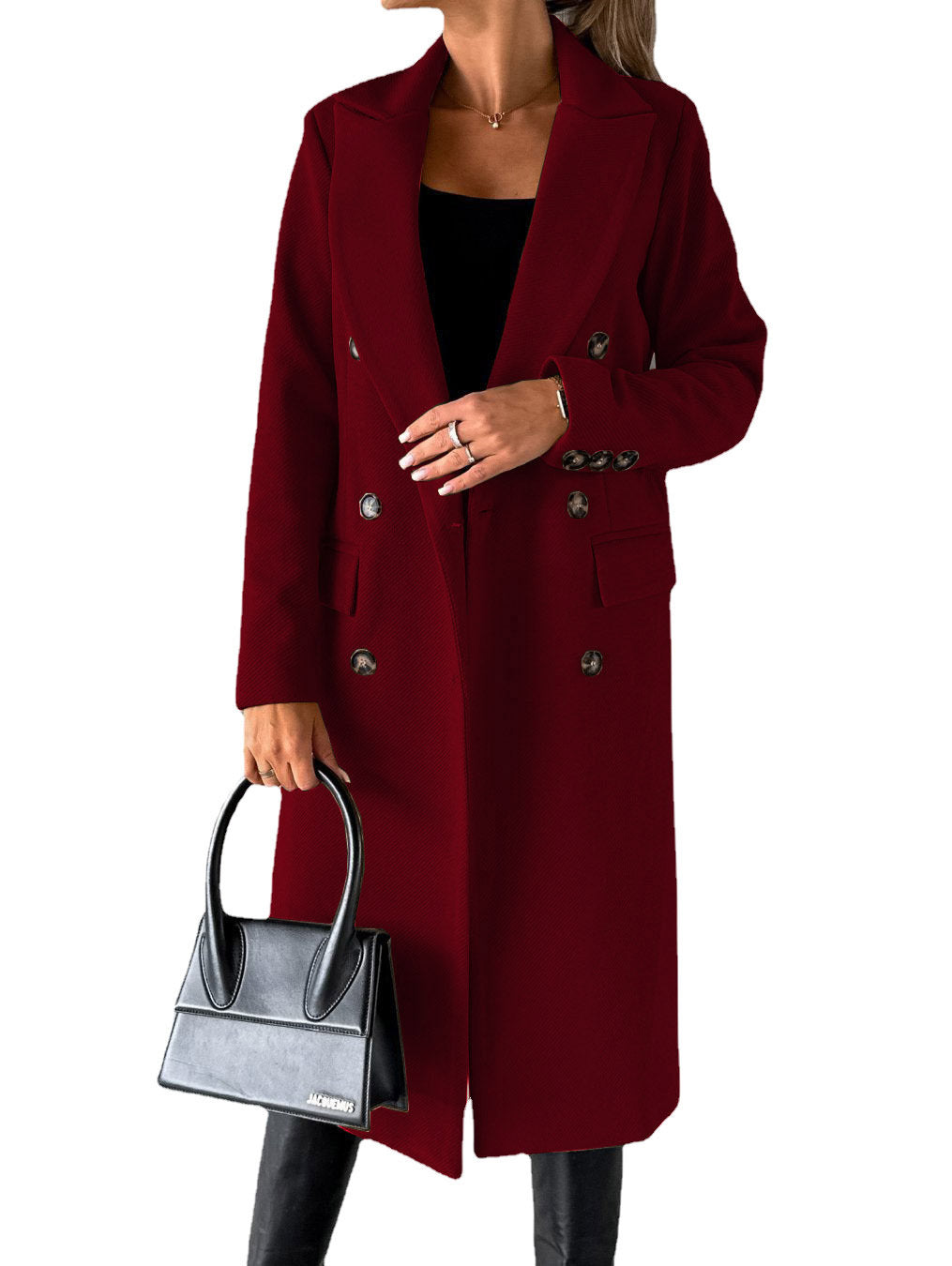 Long Sleeve Lapel Coat Solid color Double Breasted Slim women’s Coat