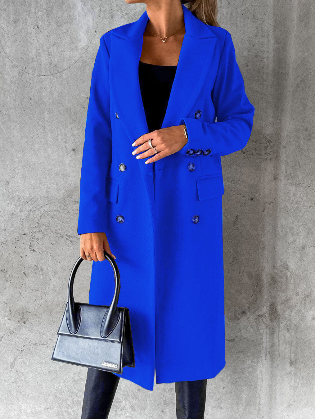 Long Sleeve Lapel Coat Solid color Double Breasted Slim women’s Coat