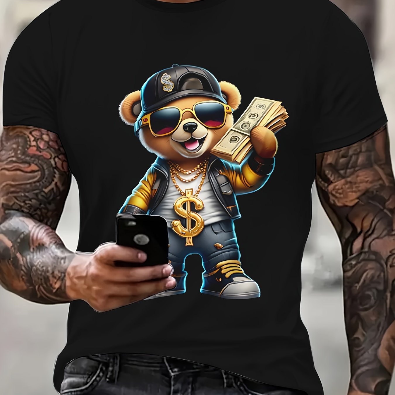 Custom Pattern Bear 3D Printed T-Shirt