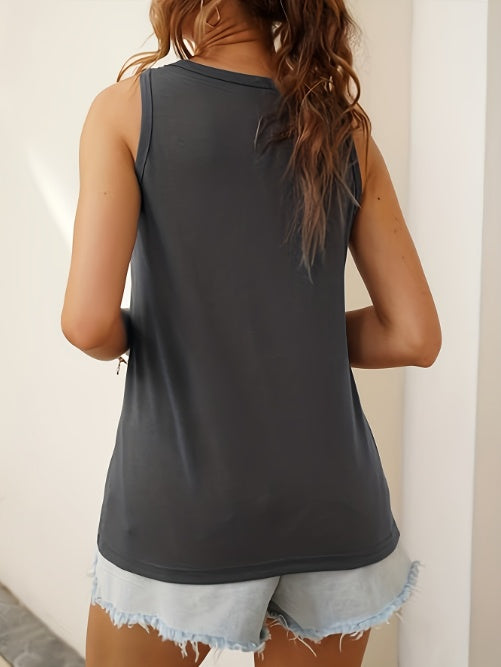 Ladies' Solid Color Lip Print Shoulder Versatile Vest shirt