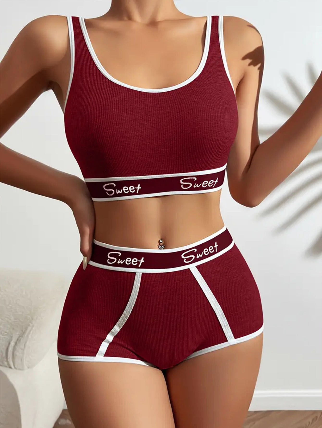 Premium Workout Underwear Cotton Wide-brimmed Letters Sports Underwear Suit
