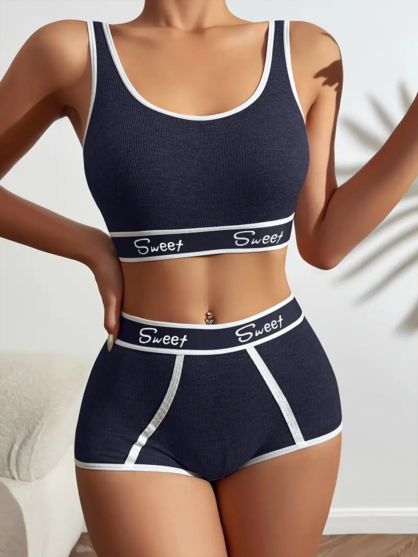Premium Workout Underwear Cotton Wide-brimmed Letters Sports Underwear Suit