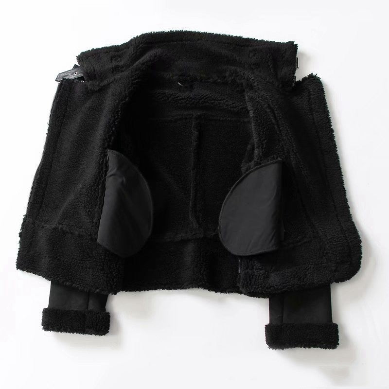 Women’s Winter Lapel Suede Lamb Wool Warm Coat