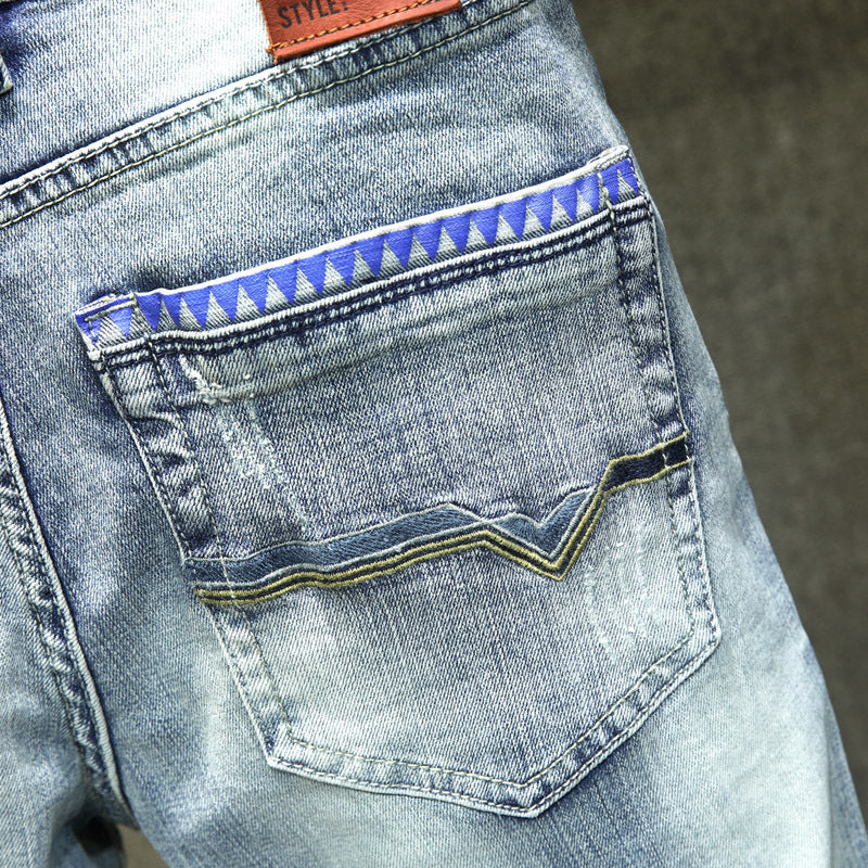 Light Blue Ripped Stacked Jeans