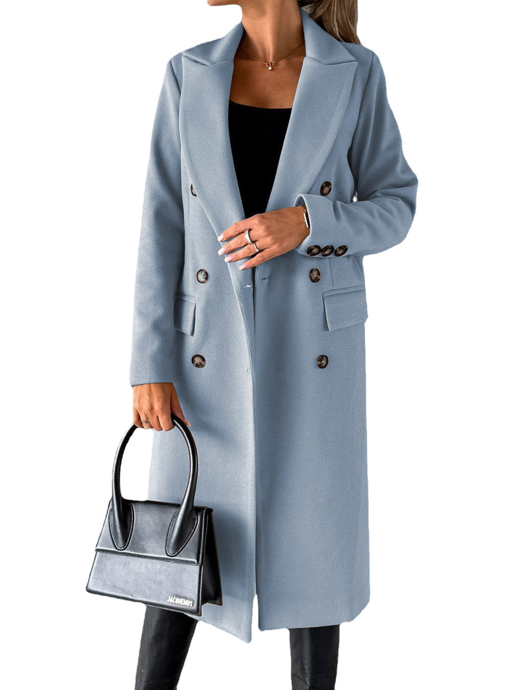 Long Sleeve Lapel Coat Solid color Double Breasted Slim women’s Coat