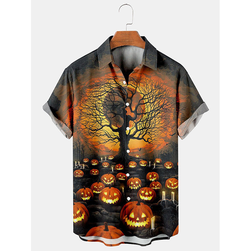 ECD 3D Digital Printed Halloween Series Men's Short Sleeve Shirt