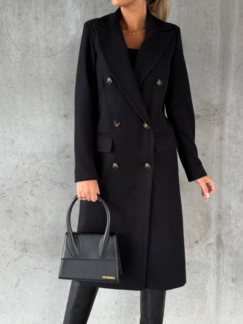 Long Sleeve Lapel Coat Solid color Double Breasted Slim women’s Coat
