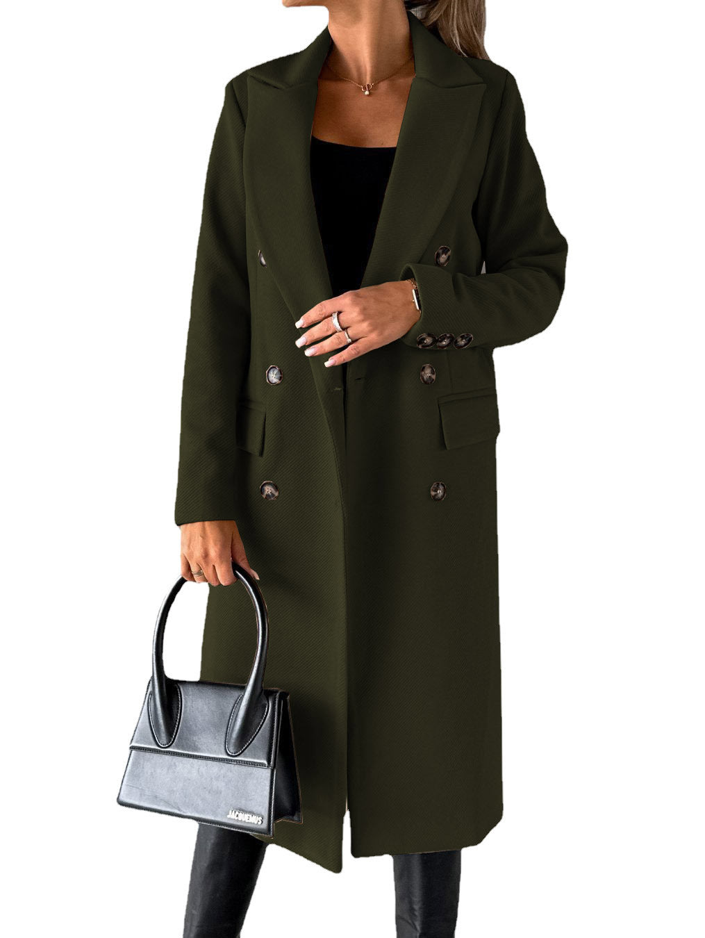 Long Sleeve Lapel Coat Solid color Double Breasted Slim women’s Coat