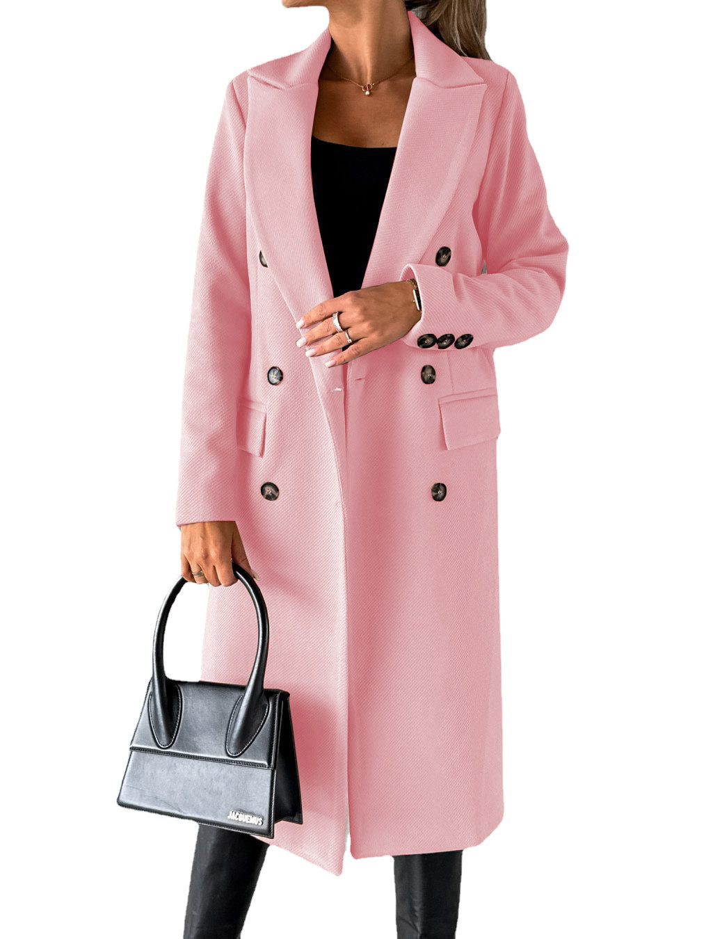Long Sleeve Lapel Coat Solid color Double Breasted Slim women’s Coat
