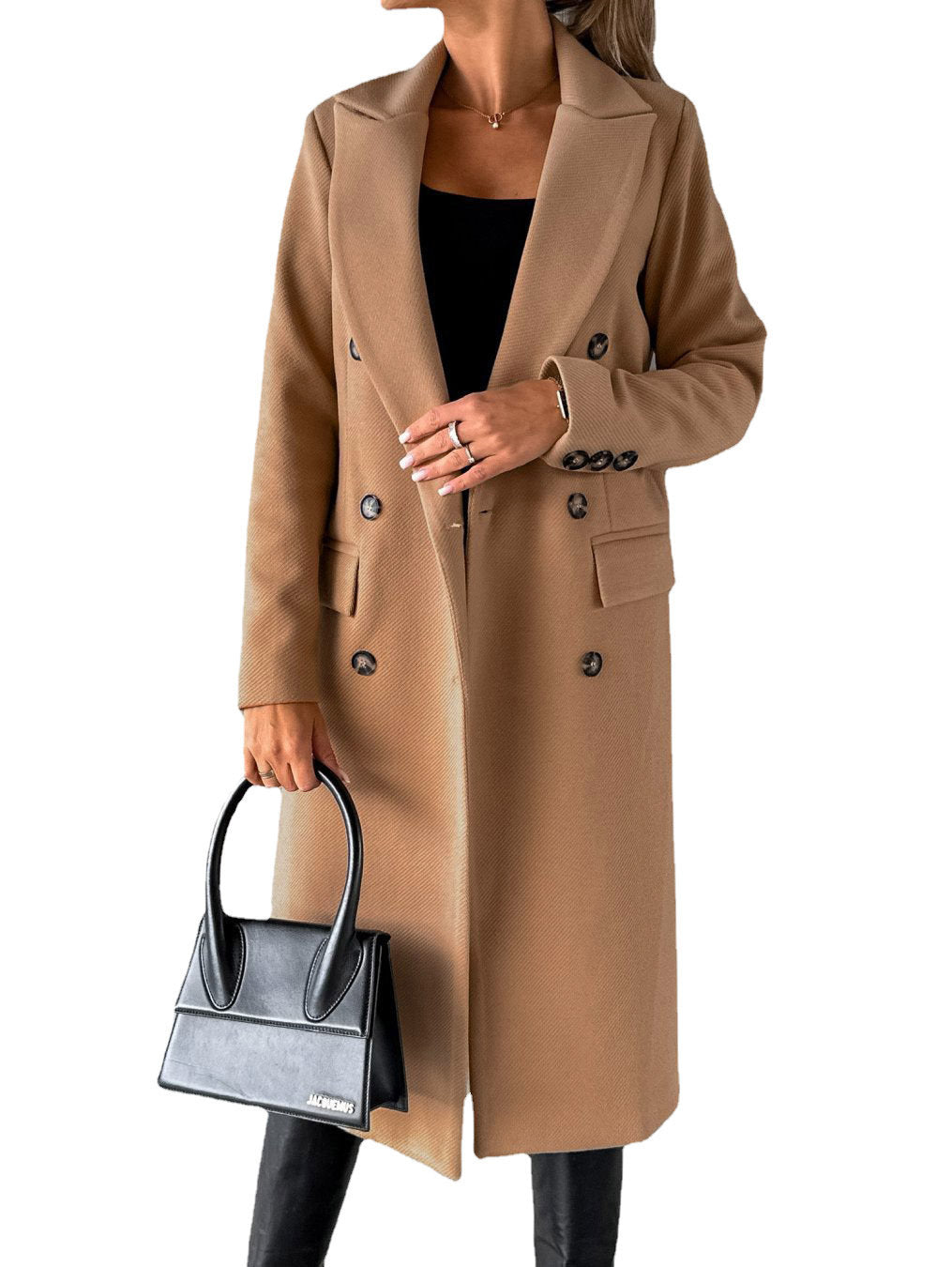Long Sleeve Lapel Coat Solid color Double Breasted Slim women’s Coat