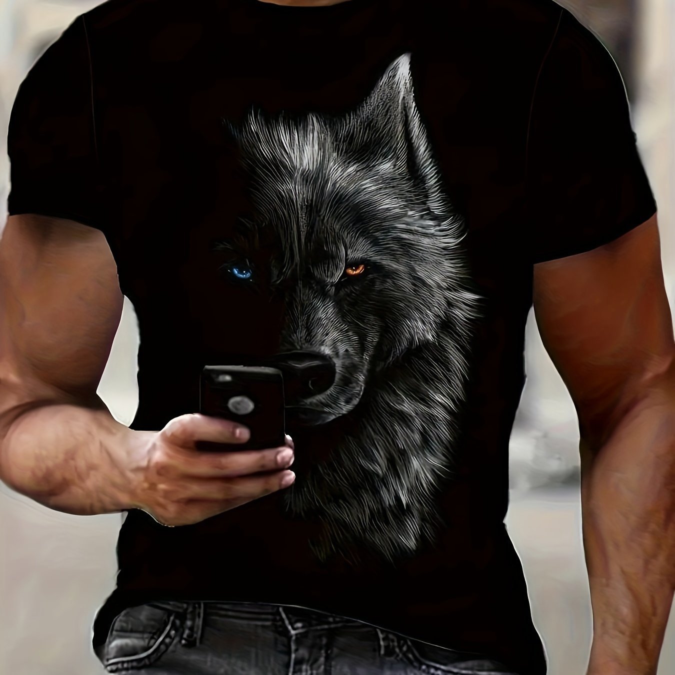 3D Custom Printed Wolf Head T-Shirt