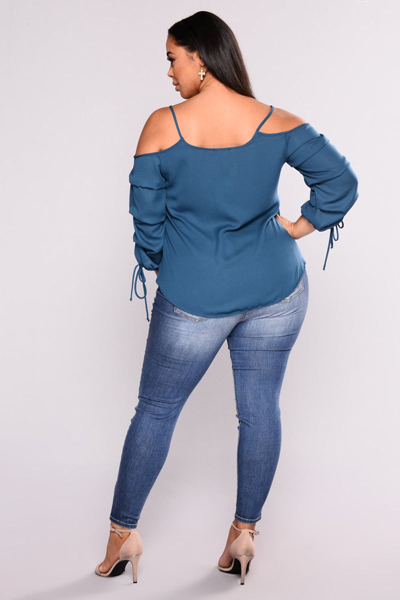 Plus size with rip/hole high elastic women's jeans