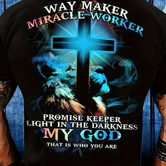 Way Maker Miracle Worker Pattern, Men's 3D Digital Graphic T-shirt